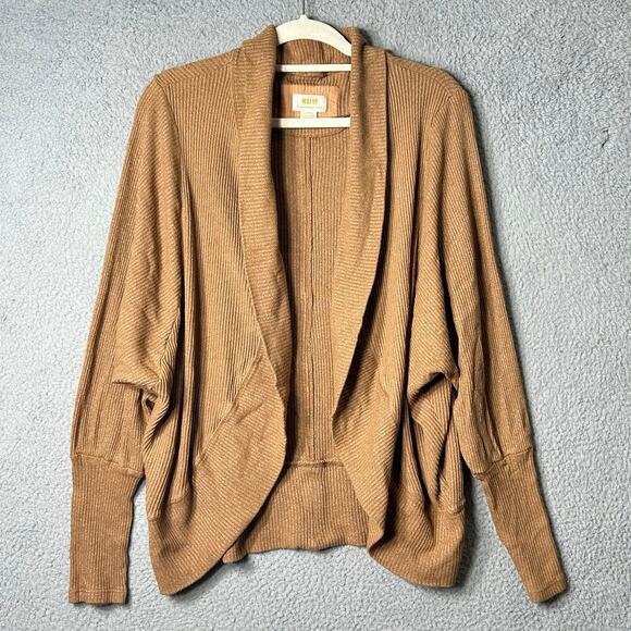 Maeve by Anthropologie Sweater Women M Tan Soft Knit Shrug Open Cardigan Sweater - Picture 1 of 12